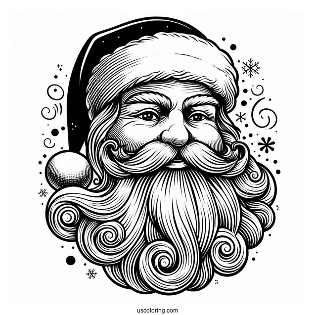 Vintage Themed Santa Face Coloring Sheet