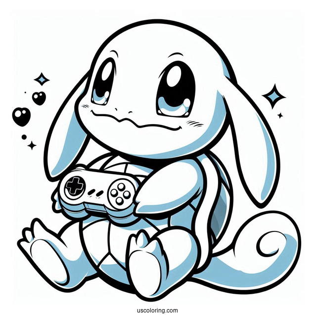 Squirtle Coloring Page Holding Game Boy