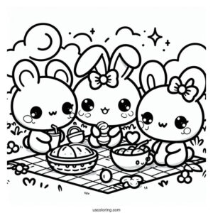 Kawaii Cinnamoroll With Friends Having A Picnic