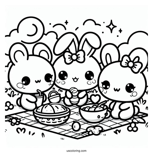 Kawaii Cinnamoroll With Friends Having A Picnic
