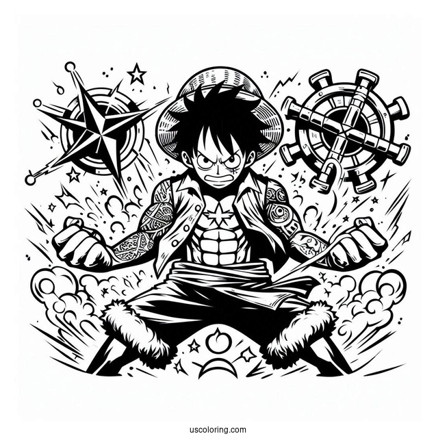 Powerful Luffy Coloring Page In 5th Gear Style