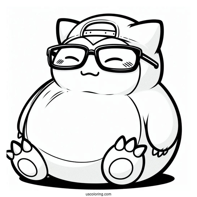 Snorlax Coloring Page Wearing Eyeglasses