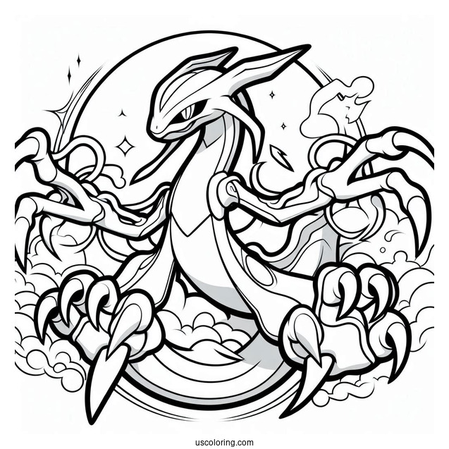 Rayquaza Coloring Page With Claws Out