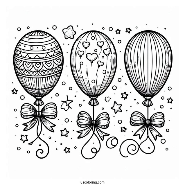 Coloring Page Of Three Balloons