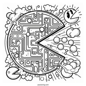 Pac-Man Coloring Page Game Poster