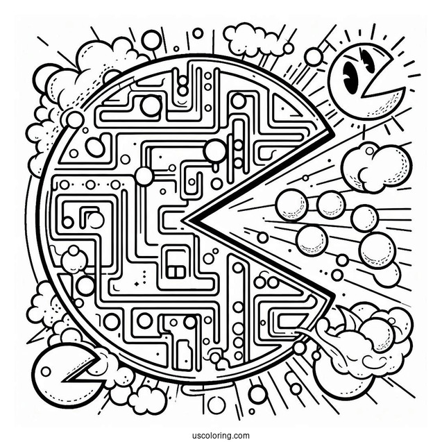 Pac-Man Coloring Page Game Poster