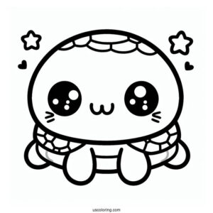 Cute Kawaii Turtle Coloring Page For Preschoolers