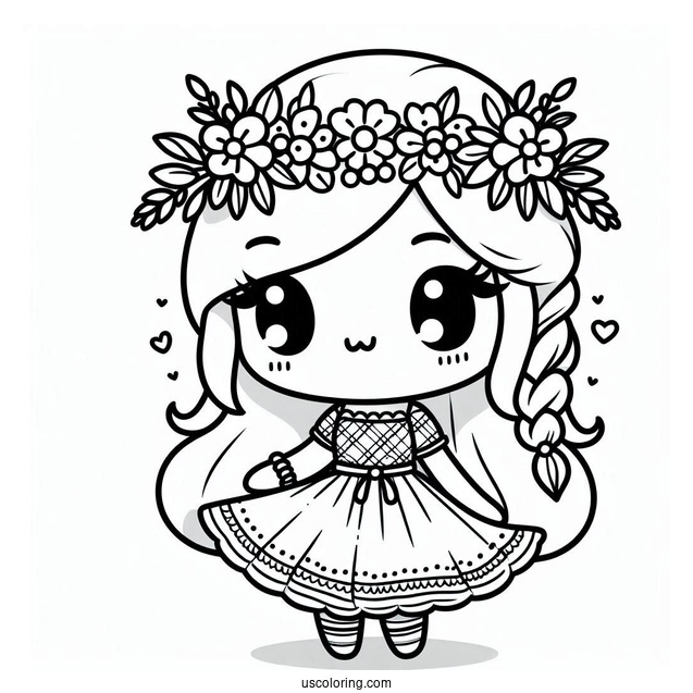Cute Kawaii Coloring Page For Kids
