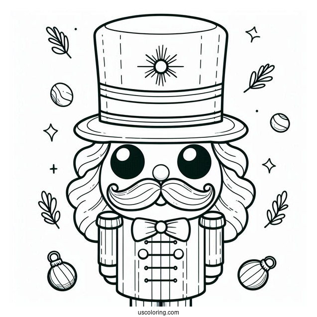 Cute Nutcracker Coloring Page With Top Hat And Mustache For Kids
