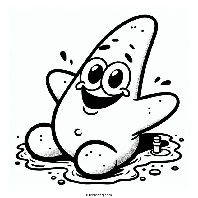 Patrick Star Coloring Page Grinning On The Floor