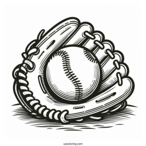 Coloring Page Of a Baseball And Glove