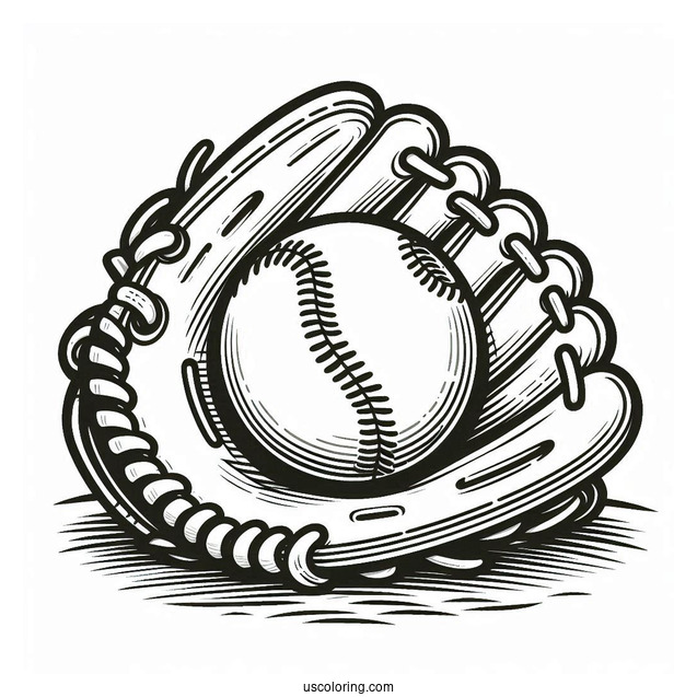 Coloring Page Of a Baseball And Glove