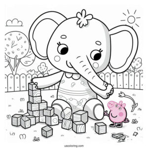 Emily The Elephant Playing With Wood Blocks