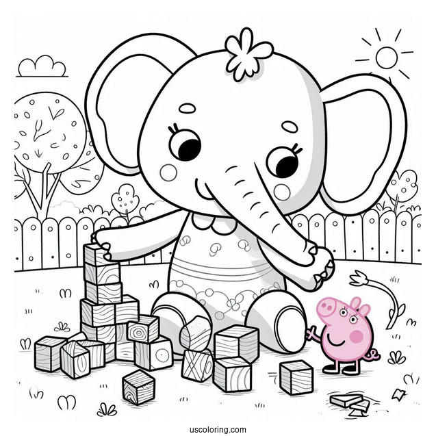 Emily The Elephant Playing With Wood Blocks