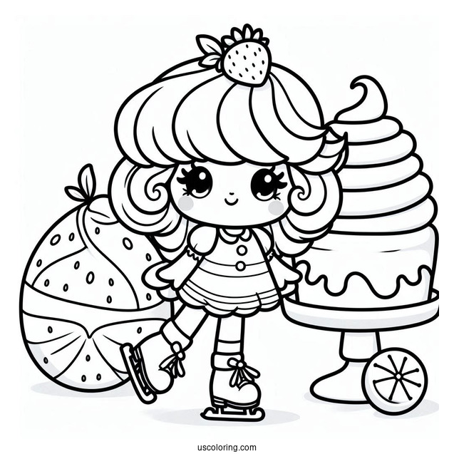 Strawberry Shortcake Coloring Page of Lemon Meringue Ice Skating