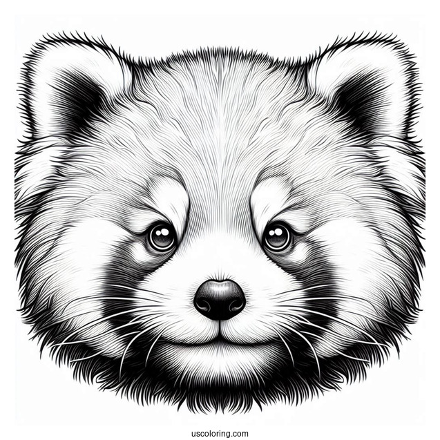 Realistic Red Panda Face Coloring Page