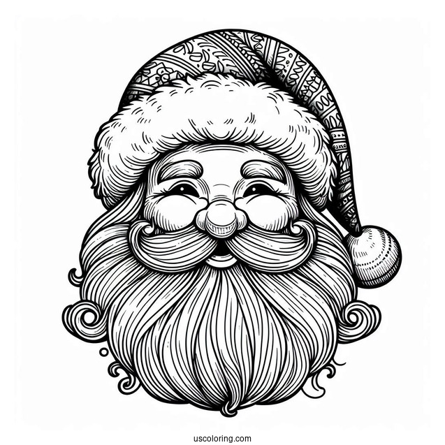 Vintage Themed Santa Face Coloring Sheet