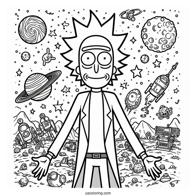 Rick and Morty Coloring Page Of Easy Rick Sanchez Outline For Preschoolers