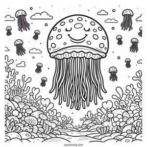 SpongeBob Coloring Page Jellyfish In Jellyfish Fields
