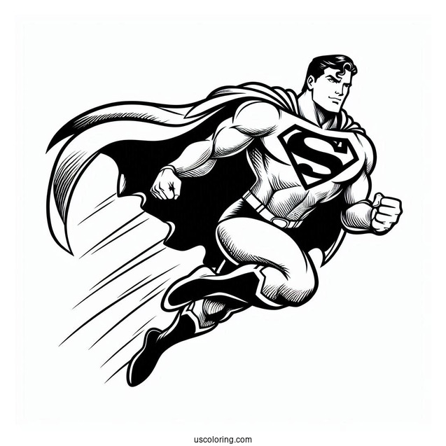 Flying Superman Coloring Page