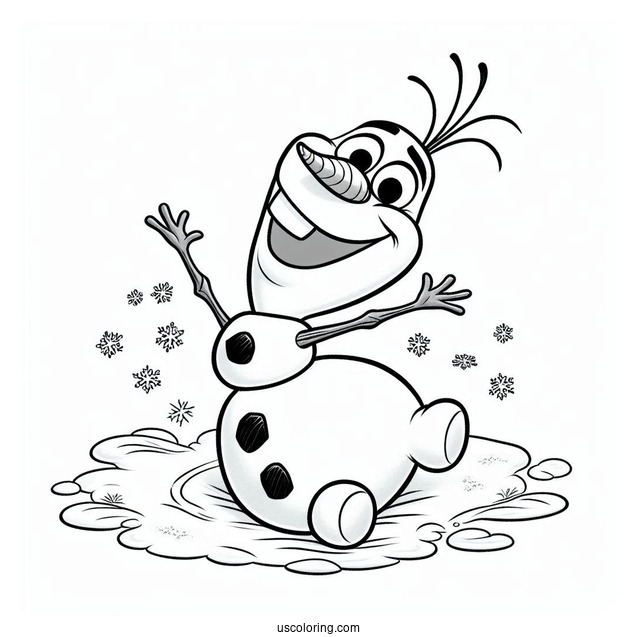 Olaf Making A Snow Angel To Color