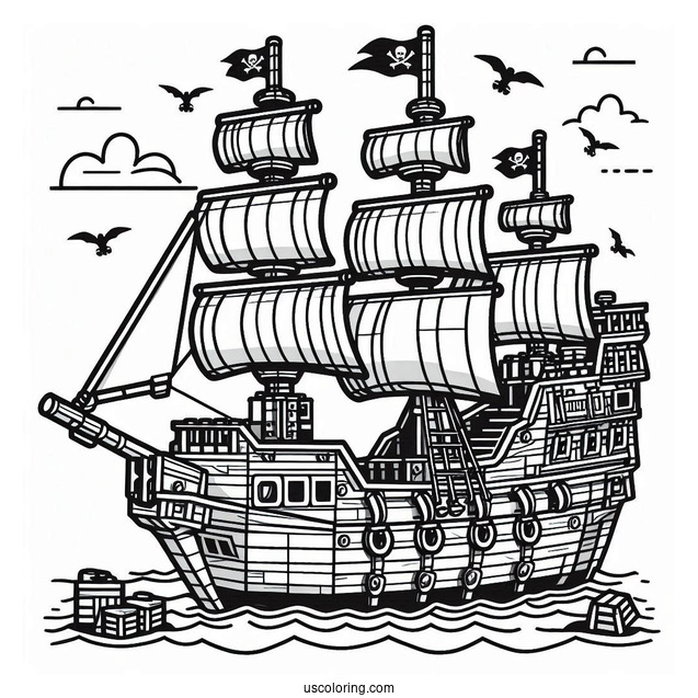 Lego Pirate Ship Coloring Page For Kids