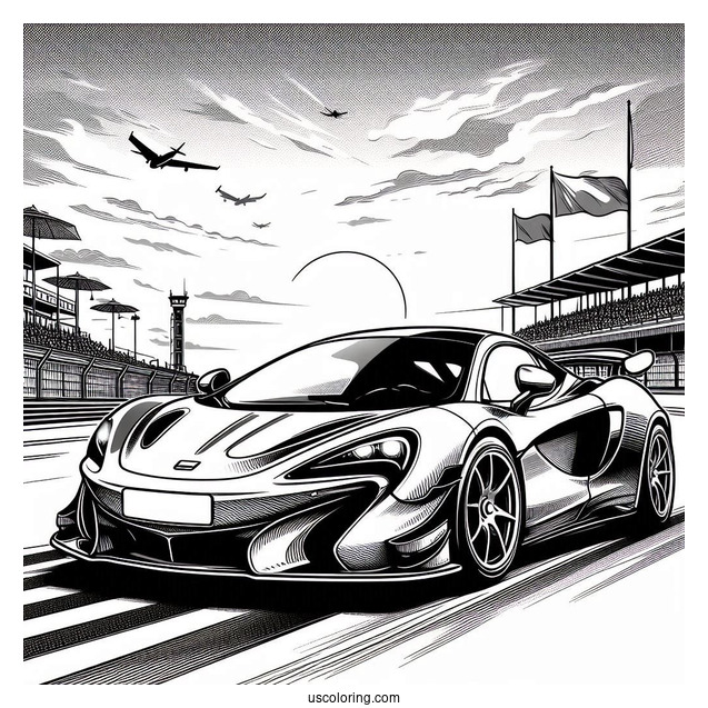 McLaren Sports Car On Race Track To Color