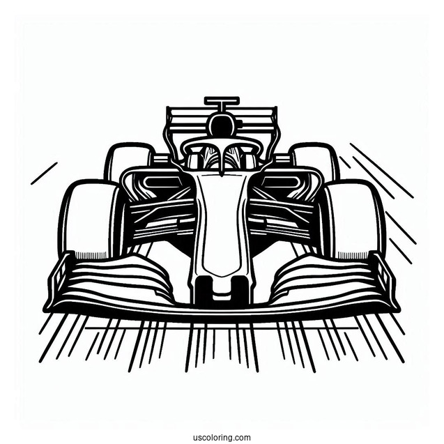 Simple Outline Of F1 Coloring Page Race Car On Track