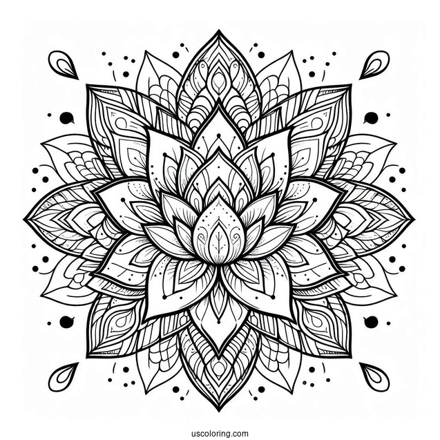 Magical Lotus Flower Mandala Coloring Page