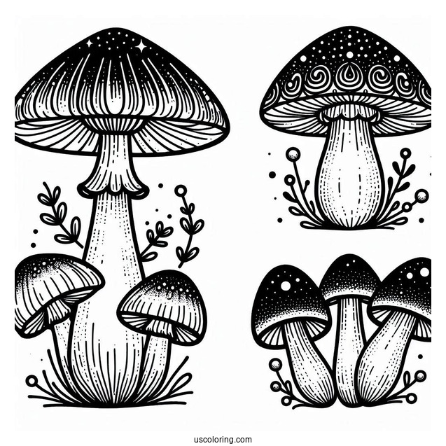 Bell Shaped Mushroom Coloring Page For Kids