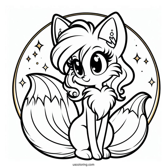 Tails Coloring Page In Front Of The Gold Ring