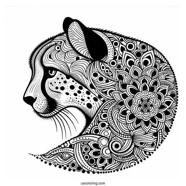 Cheetah Coloring Page Of Mandala