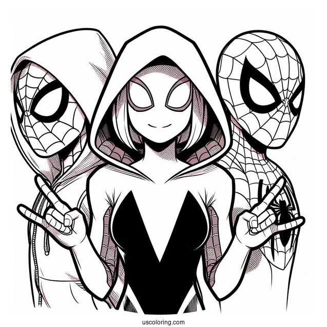 Spider-Gwen Coloring Page With Miles Morales
