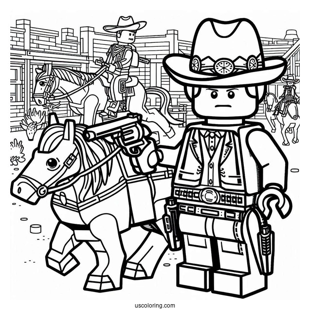 Lego Cowboy Coloring Page