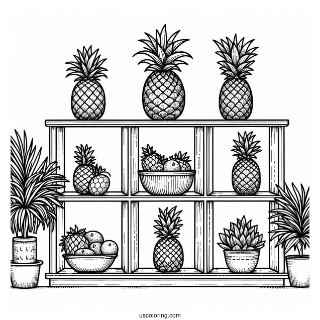 Pineapples Sitting On Shelves Coloring