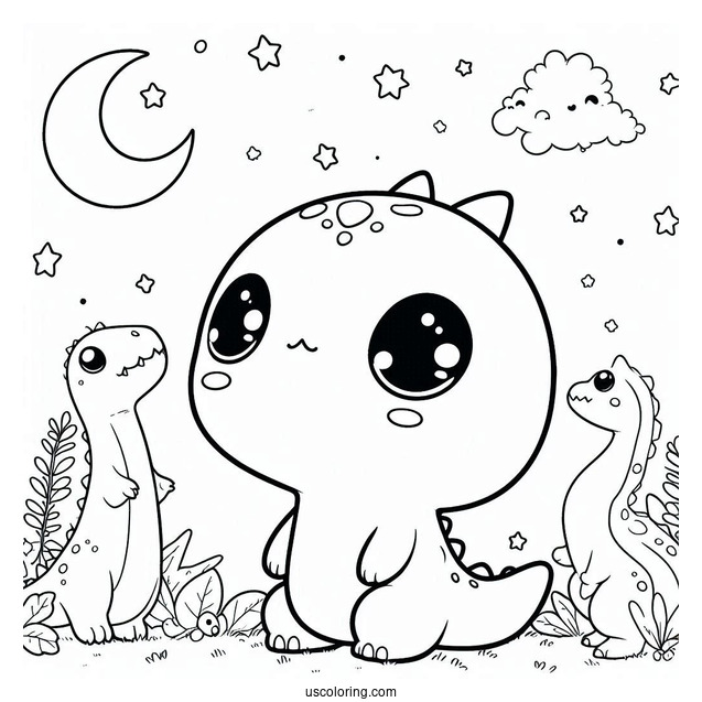 Cute Minmi Dinosaur Coloring Page Of Looking Up