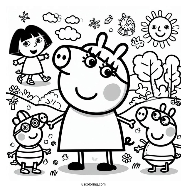 Dora The Explorer Themed Peppa Pig To Color