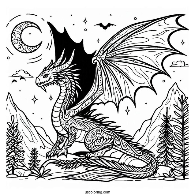 Night Fury Dragon Coloring Sheet