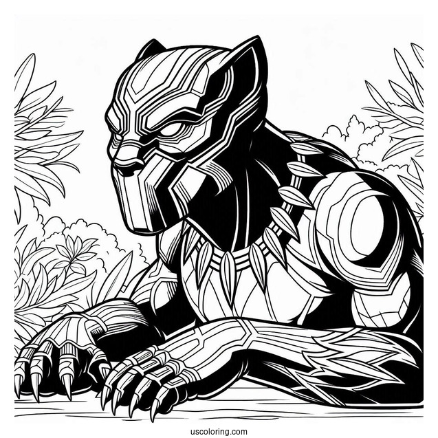 Black Panther In Wakanda Coloring Page