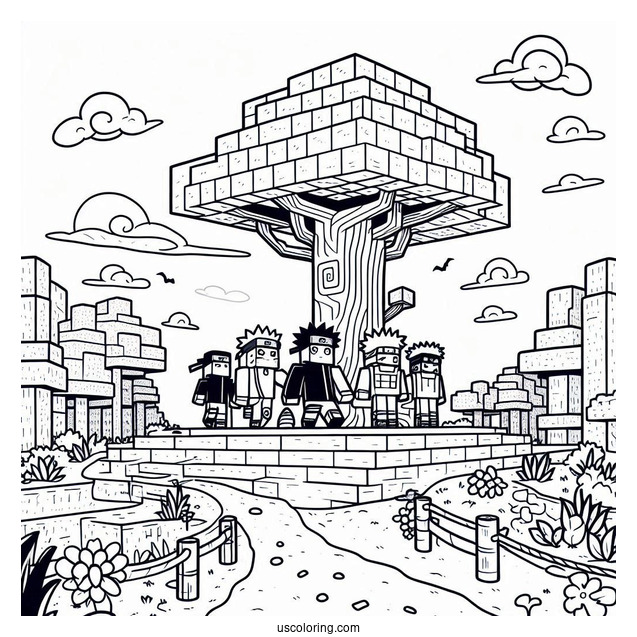 Minecraft Naruto Coloring Page For Kids