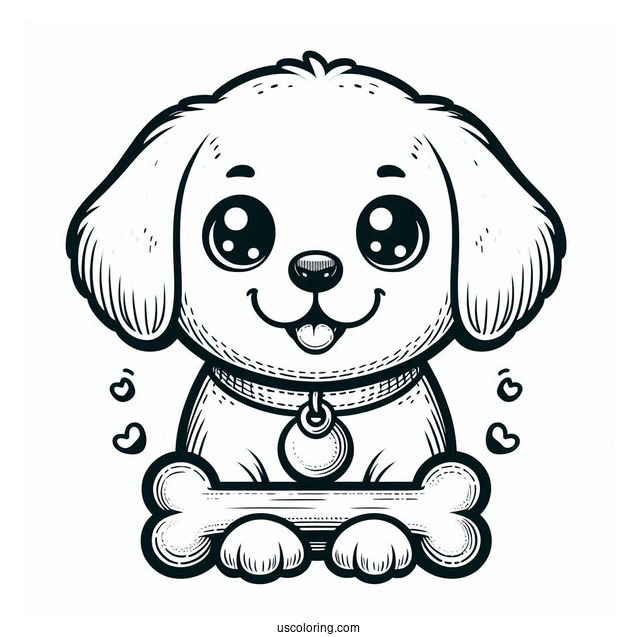 Smiling Puppy With Bone Tag