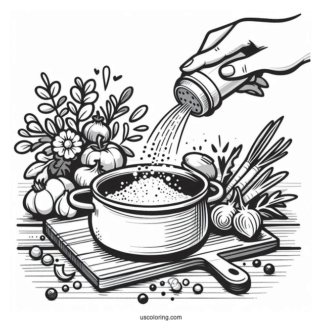 Ratatouille Coloring Page Adding Salt To A Pot For Kids