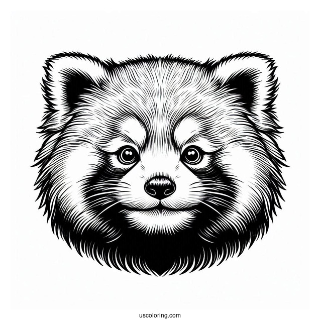 Realistic Red Panda Face Coloring Page