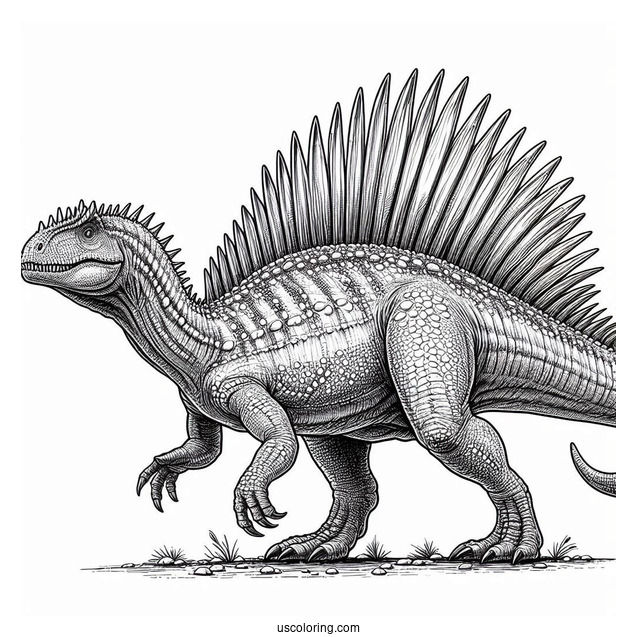 Realistic Spinosaurus Coloring Page With Textured Skin