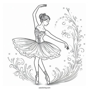 Ballerina Dancing Coloring Page