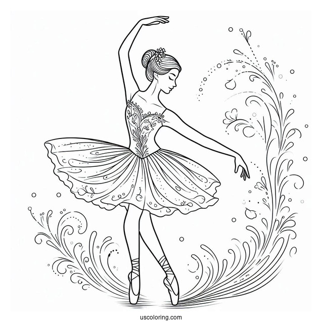 Ballerina Dancing Coloring Page