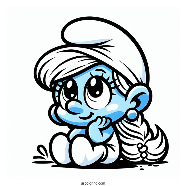 Kawaii Smurfette Coloring Sheet