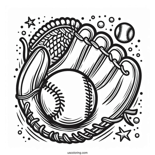 Coloring Page Of a Baseball And Glove