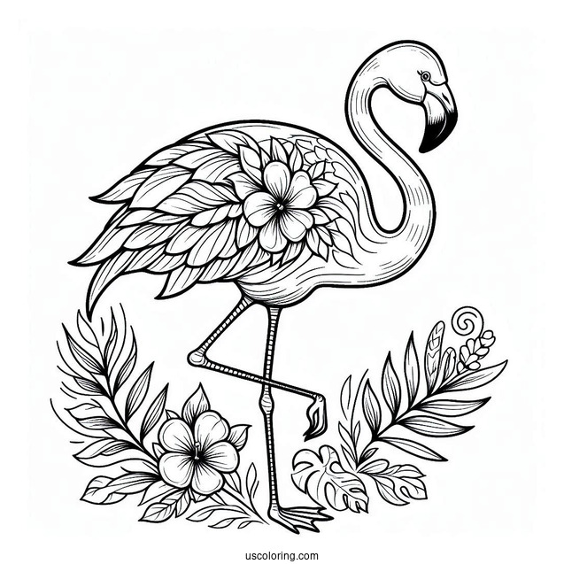 Tropical Flamingo To Color