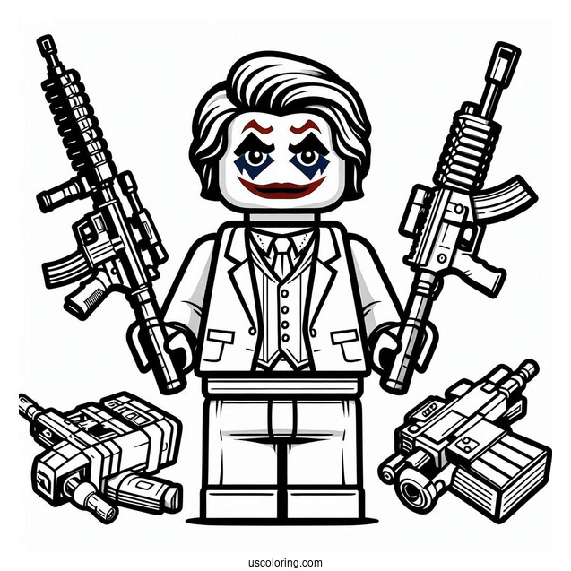 Lego Joker With Weapons Coloring Sheet